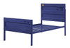 Shipping Container Blue Full Size Metal Bed Frame Angled View