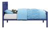Shipping Container Blue Twin Metal Bed Frame Side View