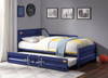 Shipping Container Twin Size Blue Metal Daybed shown with Optional Twin Trundle Out Room