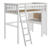 Anaya White Twin Loft Bed with Desk Left Side View