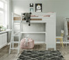 Anaya White Twin Loft Bed with Desk Front View Room