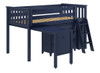 Baldwin Blue Twin Low Loft Bed with Desk and Dresser Left Side View 2