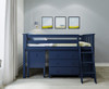 Baldwin Blue Twin Low Loft Bed with Desk and Dresser Front View Desk In Room