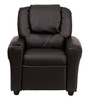 Child Recliner Leather with Headrest Reclined Front View Brown