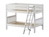 Stella White Twin over Twin Low Bunk Beds for Kids Slatted Ends