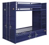 Shipping Container Twin Blue Metal Bunk Beds shown with Optional Twin Size Trundle In