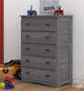 Kraemer Distressed Gray 5 Drawer Chest Angled View