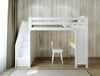 Anaya White Twin Loft Bed with Stairs and Desk Front View Room