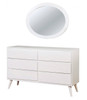 Cadelle White 6 Drawer Dresser with matching oval mirror