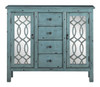 Andrea Antique Blue Mirrored Accent Cabinet Front View