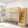 Hayes Natural Twin XL Loft Bed with Stairs Angled View Room