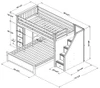 Chelsea White Twin over Full L Shaped Bunk Beds with Storage Dimensions