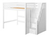 Hayes White Full XL Loft Bed with Stairs