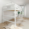 Crystal White High Queen Loft Bed Left Side Angled View Room
