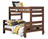 Jericho Mahogany Brown Twin over Full Wooden Bunk Beds