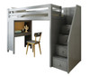Rylan Gray Twin Loft Bed with Stairs and Desk