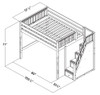 Haylee Natural Full Size Loft Bed with Stairs and Desk Dimensions