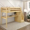 Haylee Natural Twin Loft Bed with Stairs and Desk Left Angled View Room