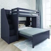 Baldwin Blue Twin over Full L Shaped Bunk Beds with Storage Stairs on Left Room