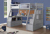 Jasper Gray Twin Loft Bed with Stairs and Desk Room