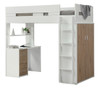 Cosmos White and Oak Twin Loft Bed with Desk and Storage