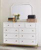 Antoinette White and Gold Large Dresser shown with Optional Mirror Room