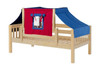 Devon's Natural Twin Size Toddler Daybed-Panel Ends-Blue/Red Top Tent