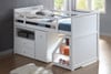Levi White Twin Low Loft Bed with Stairs Desk and Stairs In Room