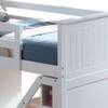 Levi White Twin Low Loft Bed with Stairs Bed Ends Detail