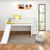 Decorah White Full Size Low Loft Bed with Slide and Stairs-Panel Ends Front View