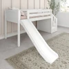 Decorah White Twin Low Loft Bed with Slide and Stairs-Panel Ends Left Angled View