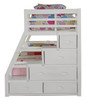 Warner White Twin over Full Bunk Bed with Stairs Side View