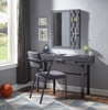 Shipping Container Gray Metal Vanity Mirror shown with Optional Gray Metal Vanity Desk