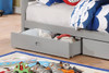 Harlow Gray Twin Bunk Beds with Storage Drawer Detail