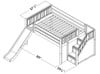 Decorah Natural Full Size Low Loft Bed with Slide and Stairs Dimensions