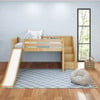 Decorah Natural Full Size Low Loft Bed with Slide and Stairs-Panel Ends Front View