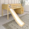 Decorah Natural Twin Low Loft Bed with Slide and Stairs-Panel Ends Left Angled View