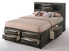 Manville Gray Bookcase King Size Bed with Storage with drawers out
