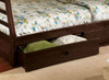 Seymore Dark Walnut Bunk Beds with Storage twin over full size drawer detail