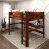 Theo Chestnut Queen Loft Bed with Desk Right Angled View Room