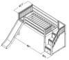 Buckingham White Fort Boys Twin Low Loft Bed with Stairs Dimensions