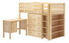 McQwinn Natural Junior Loft Bed with Desk and Storage