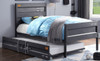 Shipping Container Gray Twin Metal Bed Frame shown with Optional Twin Trundle