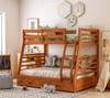 Gaines Oak Twin over Full Bunk Bed with Storage Room