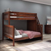 Menora Chestnut Twin over Queen Bunk Bed with Stairs Left Side Angled View Room