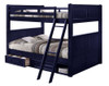 Annapolis Blue Queen Size Bunk Beds shown with Optional Set of 2 XL Underbed Storage Drawers with Cubby