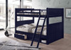 Annapolis Blue Queen Size Bunk Beds shown with Optional Set of 2 XL Underbed Storage Drawers with Cubby Room