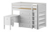 McQwinn White Twin Junior Loft Bed with Desk and Storage-Panel Ends
