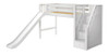 Mayor's White Twin Slide Loft Bed with Stairs-Slatted Ends