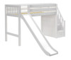 Mayor's White Twin Slide Loft Bed with Stairs-Slatted Ends Left Side View